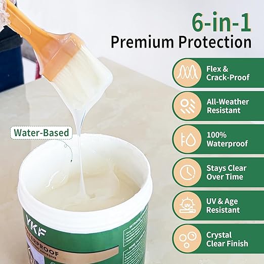 YKF 34oz Clear Transparent Waterproof Sealant, Water-Based Invisible Repairing Leak Agent for Roofs, Walls, Bathroom, Kitchen, Garden, Indoor & Outdoor Waterproof Coating
