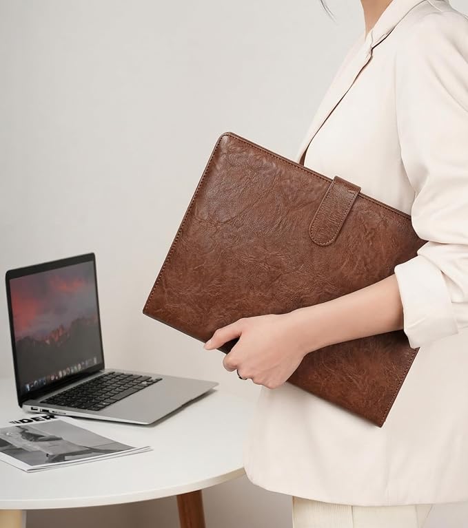 Zreal Padfolio Portfolio Binder with Clipboard & Card Holder, Faux Leather File Folder, Folio Resume Paper Organizer for A4 Letter Size Document, Legal Pad Holder for Women Man (Brown)
