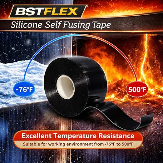 Self-Fusing Silicone Tape 2" x 36FT x 20mil Black – Waterproof & Heat-Resistant Rubber Emergency Repair Tape, Self Amalgamating for Plumbing, Hose, Electrical, Automotive & Outdoor – No Residue