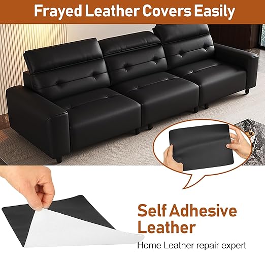 Leather Repair Patch 8x11 inch 2 Pcs, Self Adhesive Vinyl Repair Patch Kit, Leather Patches for Furniture, Couches, Car Seats, Cabinets, Wall, Handbags - Beige White