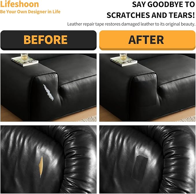 Leather Repair Patch, 17X158 Inch Glossy Self Adhesive Leather Repair, Large Vinyl Patch Tape for Couches, Furniture, Car Seats, Cabinets, Wall, Handbags （17X158 Inch, Coffee）