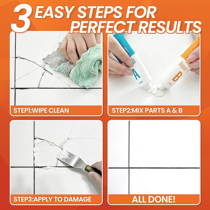 Tile Repair Kit, Ceramic Tile Repair Kit for Chips & Crack (Color Match), Porcelain Tile Chip Repair Kit with Super Strong Adhesion, Floor Tile Crack Repair Filler for Chips, Holes on Ceramic