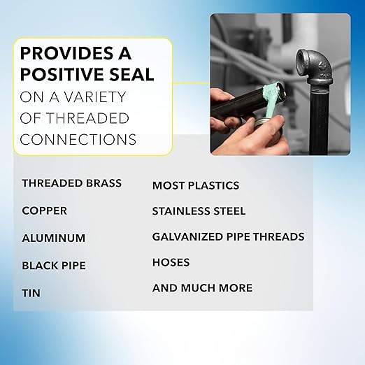 Gasoila NT Pipe Thread Sealant, High-Performance Leak Protection, NSF, Made in USA, Free of PFAS, 1/2 Pint Brush-in-Cap, -50°F to 400°F, for Metal & Plastic, Seals to 6,000 PSI