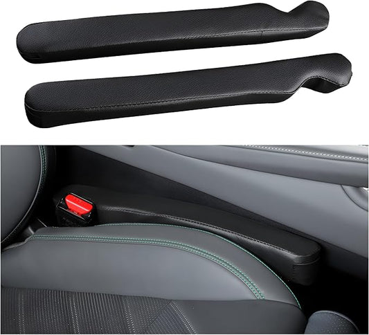 Car Seat Gap Filler, 2PCS Soft Foam Leather Vehicle Seat Crevice Blocker Stop Things from Dropping, Automotive No Drop Plug Guard Gap Stopper, Universal for Truck SUV RV (Black)