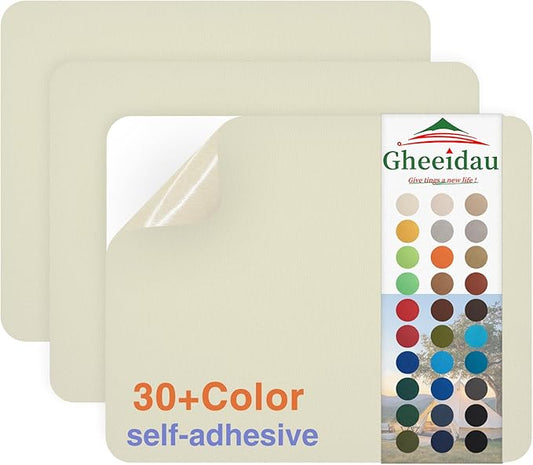Gheeidau Canvas Repair Patch 9×11 Inch 3Pcs Waterproof Self-Adhesive Fabric Repair Patch for Tents,Boat Cover,Pop Up Canopy,Patio,Bags,Car Seats,Sofas,Furniture Cover(Beige1.0)