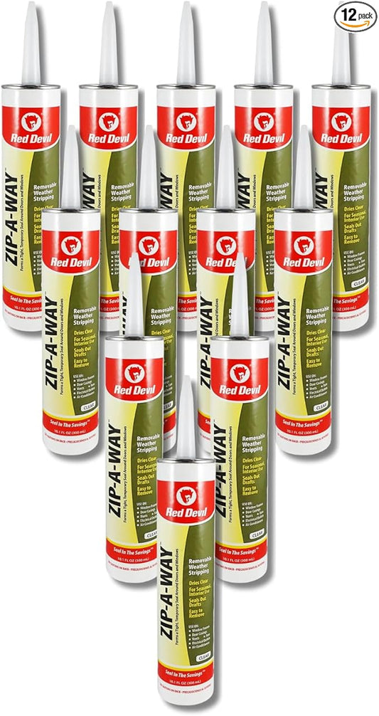 Red Devil 0606 Zip-A-Way Removable Sealant, 12-Pack, Clear, 12 Pack