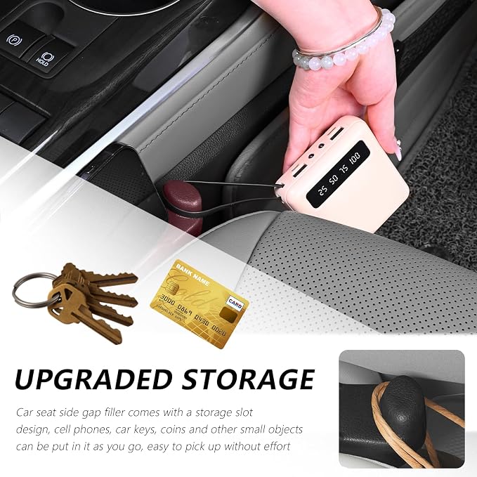 3 in 1 Car Seat Gap Filler Organizer,2PCS Multifunctional Car Seat Gap Plug with Storage Slot & Hook Function,Anti-Drop Cars Gaps Seats Filler Cars Clutter Catcher for SUVs Truck (Red)