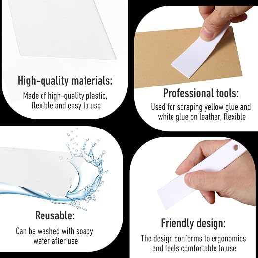 6 PCS Glue Applicator, Leather Scraping Spreader 3 Sizes White Smear Sticks Plastic Glue Applicator Scraper Sticks Applicators Tool for Leatherwork Woodwork Handmade DIY Art Crafts Projects Making
