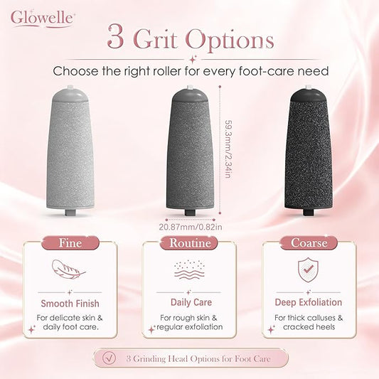 Glowelle Pedicures Replacement Heads for Flaweless Pedi Electric Foot File Replacements Bits, Electric Callus Remover Grinders Replacement Roller Heads (Fit Most Similar Model)
