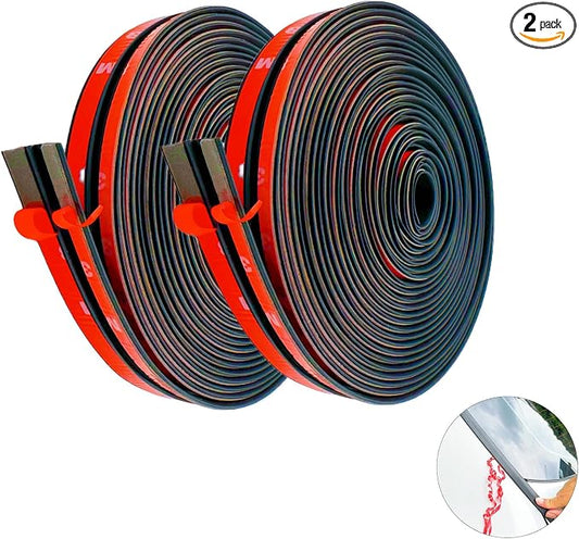 2PCS Windshield Rubber Seal Car Weather Stripping Trim T Shape Sealing Strip for Car Front Rear Windshield (52.5 Feet)