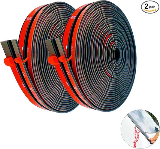 2PCS Windshield Rubber Seal Car Weather Stripping Trim T Shape Sealing Strip for Car Front Rear Windshield (32.8 Feet)