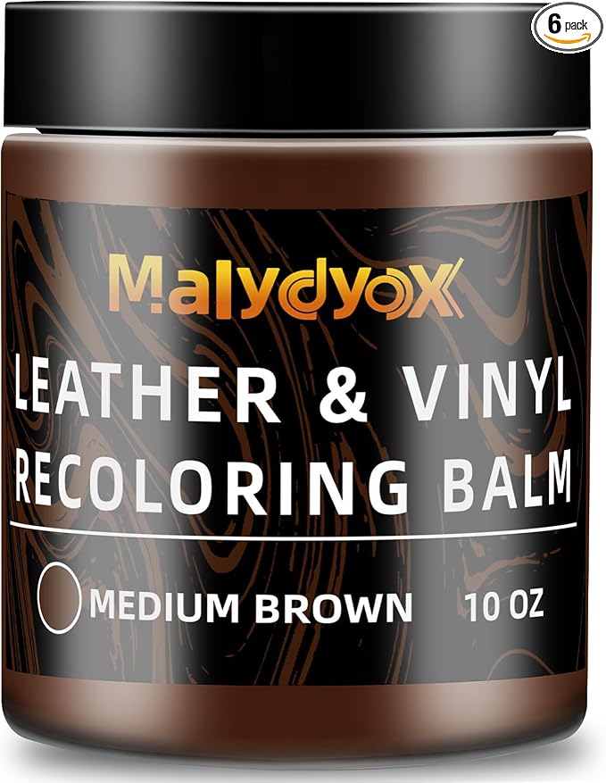 Malydyox Leather Recoloring Balm, 10 oz Leather Color Restorer Conditioner, Leather Color Repair Patch, Leather Restorer for Couches, Leather Color Repair Kits for Furniture, Sofa (Medium Brown)