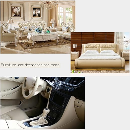 Leather Repair Patch 17x158 inch Large Self-Adhesive Leather Repair Tape, Reupholster Leather Patches for Furniture Couch Chairs Car Seat (Beige, 17x158 inch)