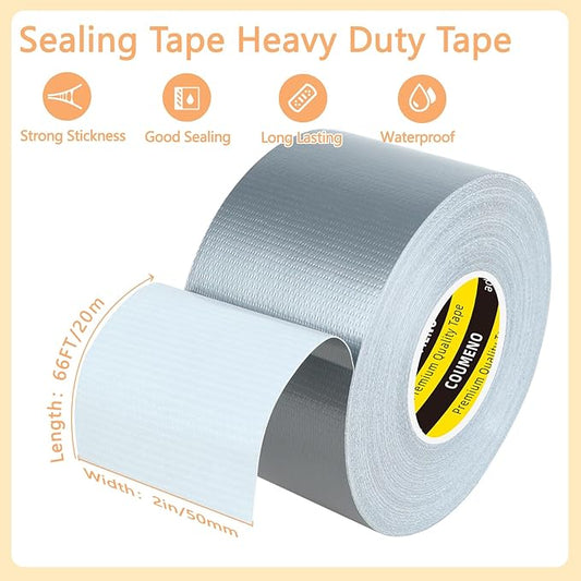 Heavy Duty Single Side Duct Tape,2in x 66FT,Strong Adhesive High Strength,Versatile Mesh Adhesive Tape for Easy Sealing, Repairing and Bonding Indoors and Outdoors,Silver