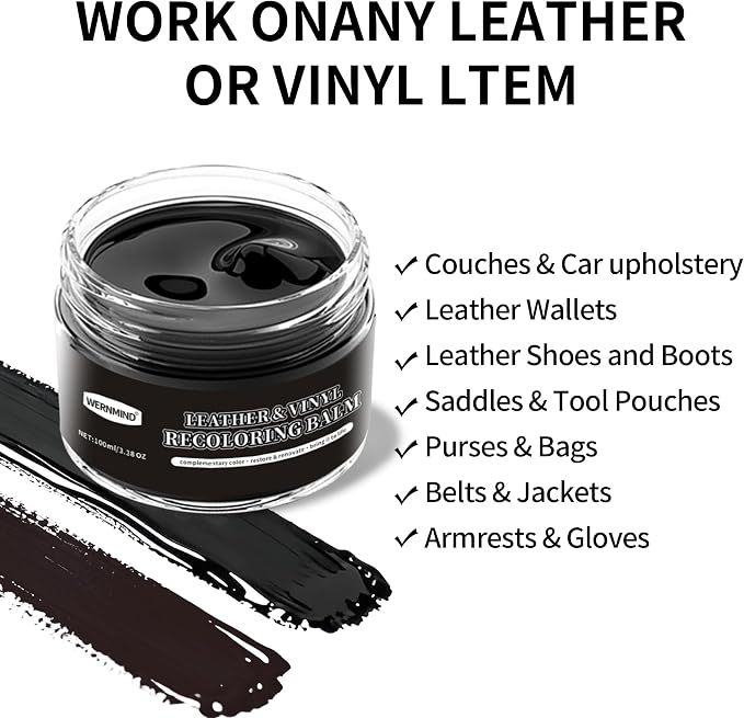 Black Brown Leather Recoloring Balm Color Restorer Scratch Multipurpose Dye Paint Leather Repair Kits for Vinyl Sofas Furniture Faded Leather Couches Car Seats