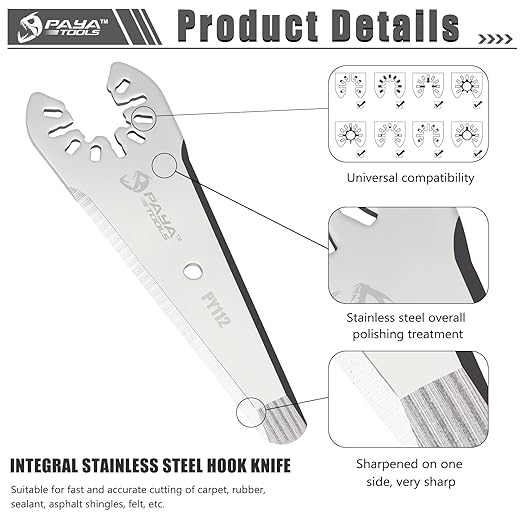 3" Tapered Oscillating Caulking Cutter, Multitool Scraper Blades for Caulk Adhesive Sealant Removal (5-Pack)