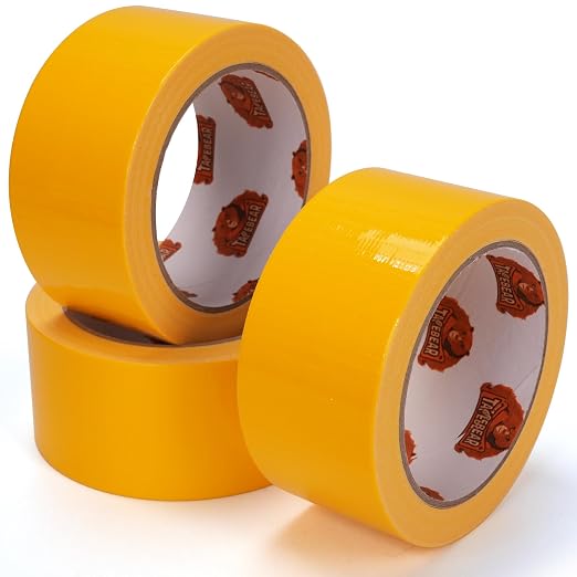 TAPEBEAR Yellow Duct Tape Heavy Duty 1.88" x 60FT, Strong Tough Utility Ducting Tape Waterproof, No Residue, Flexible, Hand Tear Binding Tape for DIY, Bundle, Patch, Protect & Repair, 3Rolls