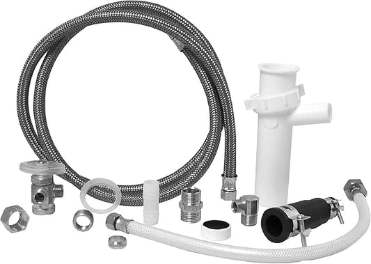 Waxman PlumbCraft White Dishwasher Installation Kit 7027700LF, Dishwasher Parts and Accessories Including Dishwasher Drain Hose, Dishwasher Water Supply Line, Compressions, and More