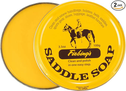 Fiebing's Yellow Saddle Soap for Leather (3.5 oz Tin) - Leather Cleaner & Conditioner to Soften, Protect & Restore Leathercraft - Leather Soap for Car Seat, Couch, Shoe, Purse, Boot, Bag, & Saddles