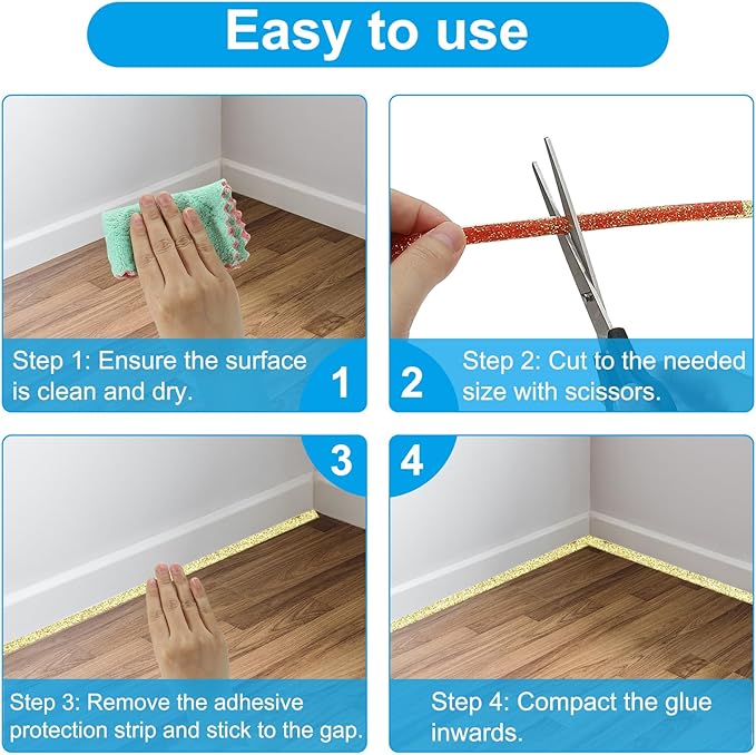 PATIKIL Caulking Trim Strip, 20FT Corner Peel and Stick Wall Molding Edging Waterproof Self-Adhesive Trim Caulk Strip for Sink Countertop Toilet Tile Tub, Silver