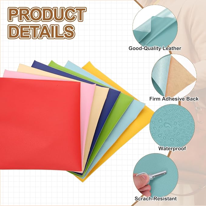 MECCANIXITY 5 Pcs Leather Repair Patch 10"x12" Self-Adhesive Leather Vinyl Repair Tape Kit for Furniture Couches Sofa Chair Car Boat Seats Jackets, Sky Blue