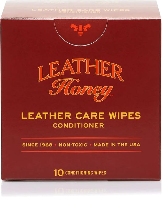 Leather Honey Conditioner Wipes: Restore Leather On-The-Go. Protect & Condition Any Color of Leather Couches, Car Seats, Purses, Shoes, Bags & Tack. Made in the USA! 10 Non-Toxic, Ready-to-Use Wipes