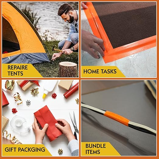2 Rolls Orange Duct Tape, Heavy Duty Strong Industrial Colored Duct Tape 9mil x 2inch x 25yds Flexible, No Residue, Waterproof and Tear by Hand, Multi-Use for Indoor & Outdoor Repairs