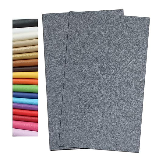 Sofa Repair Self Adhesive Leather Tape Patch Strong Adhesive Car Seat Furniture Repair Patches High Low Temperature Wear Waterproof Resistant (5.9 x 9.8 inch/2pcs, Grey)