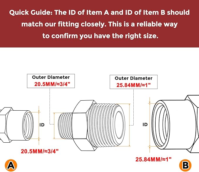 Pack of 5, 3/4" MNPT To 1/2" MNPT Solid Brass Hex Nipple Hose Connectors W/Sealing Tapes, Male Pipe Adapter for Pipe Leak Repair, Bathroom Remodeling, Tool Extension, Compression