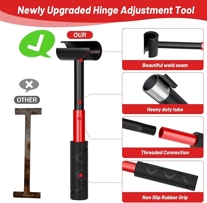 4-in-1 Door Hinge Adjustment Tool, Hinge Gap Adjusting Wrench, Door Repair Kit for Residential and Commercial, Heavy Hinges Wrench Bender Set with Rubber Grip, Cabinet Alignment Fits 14mm-25mm Hings