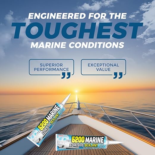 5200 Marine Sealant Adhesive Fast Cure - Permanent, Watertight Bonding and Sealing - UV Resistant, Above & Below Waterline- for Boats, Hulls, Decks & RVs,Pond Sealant 3oz (Clear 2Pcs)