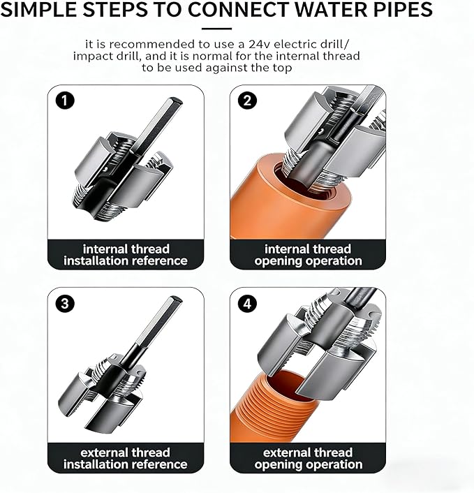 3PCS Integrated Pvc Pipe Threader Tool - 1/2" & 3/4" & 1" Dual-Function Internal External Pipe Threading Tool for Water Pipe, Duty Pipe Thread Cutting Tool Set-Electric Drill Compatible Heavy