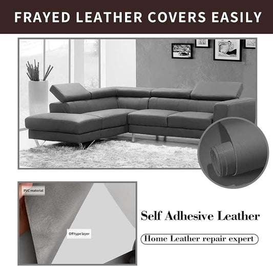 Lifeshoon Leather Repair Patch, Self Adhesive Leather Repair, Large Vinyl Patch Tape for Couches, Furniture, Car Seats, Cabinets, Wall, Handbags （Grey, 3.5X79 Inch）