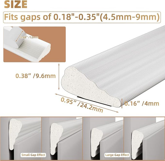 196” Wedge-Shape Foam Window Weather Stripping Door Seal Strip,Soundproofing Frame Winter Insulation Tape for Exterior Front Door,Noise Cancelling Window Inserts,Door Gap Filler Light Blocker,White