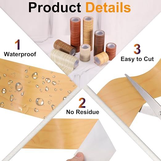PATIKIL Wood Grain Tape 4.7" x 32 ft, Self-Adhesive Wood Texture Repair Tape Realistic Wooden Effect Patch for Furniture Cabinets Floor Walls, Cherry