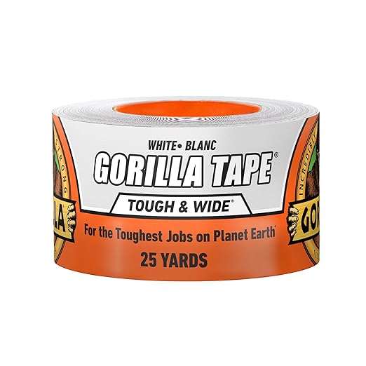 Gorilla Tape Tough & Wide, White Tape, 2.88" x 25 yd (Pack of 1) - Heavy Duty and Weather Resistant for Indoor or Outdoor