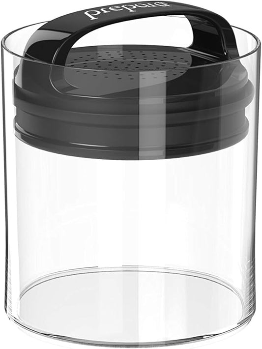 Prepara Evak Fresh Saver Airtight Plastic Container,Medium/Short (5”x 3.75”,4.2 Cups),BPA-Free Food Storage Canister Vacuum Sealed Lid Handle, Odor Resistant, Ideal for Coffee Beans & Dry Goods, Rice