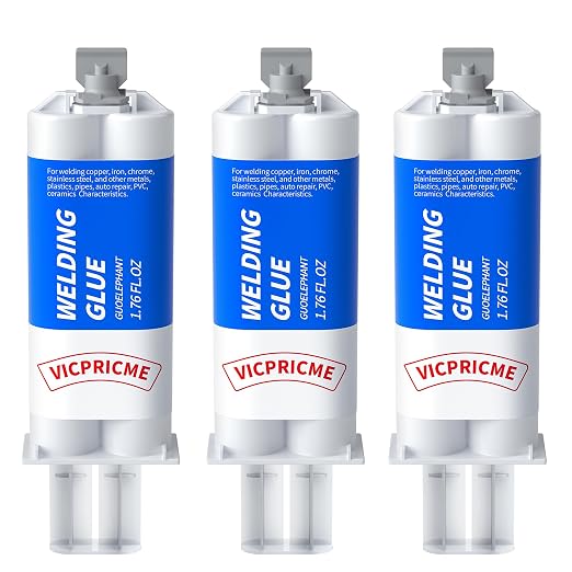 Metal Glue,Heavy Duty Repair for Metal, Plastic, Wood, Steel. 3 Pack | Heavy-duty liquid metal repair: cold-welding, high-temp resistant, high strength, drillable/sandable; sets 30 min, cures 24h.