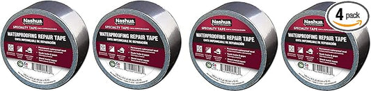 Nashua 361-11 Foil Tape for Waterproofing Repair, 11 mil Thick, 10 m Length, 48 mm Width, Aluminum (4)