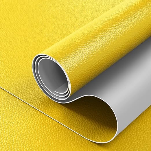 16x100 inch Leather Repair Tape Self Adhesive Strong Glue DIY Fabric Material for Sofa Desk Chair Automotive Interior Seat Skin, Yellow
