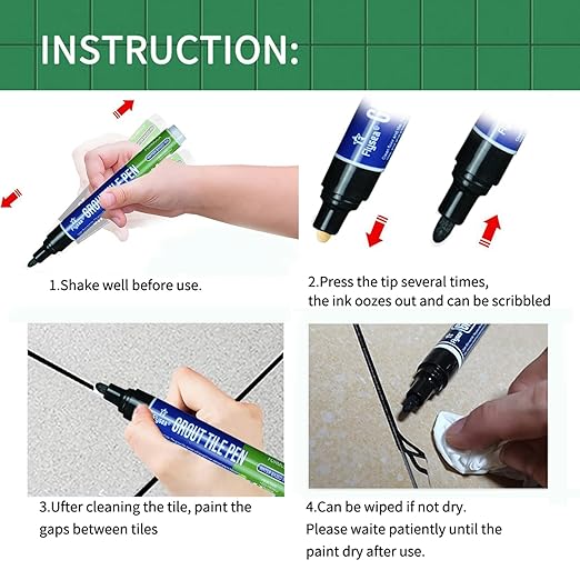5 PCS Tile Grout Pen Home Repair Pen Tile Paint Markers for Tiles Floor Wall Bathroom Kitchen Repair Tools (Dark Gray)