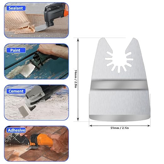 14pcs Oscillating Scraper Blades 2 Inch, Universal Oscillating Tool Multitool Rigid Scraper Blades for Carpet Tile Adhesives