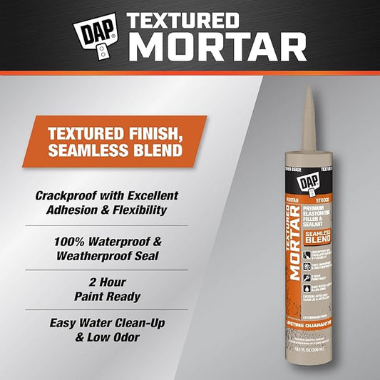 DAP Textured Mortar Premium Elastomeric Latex Filler & Sealant, Beige, 10.1 Oz (7079810081)