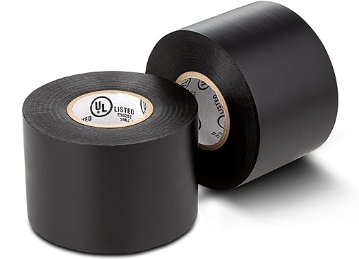 Wide Electrical Tape (2 Pack) - Heavy Duty Thick Flame Retardant Black Electrical Tape, Industrial Grade Waterproof PVC Vinyl Roll, 2in x 66ft, 7 Mil, 600V - UL/CSA Listed