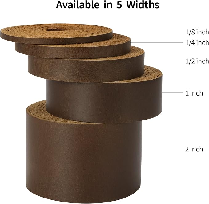 Ringsun 1 Inch Wide Flat Leather Straps for Crafts, Full Grain Leather Strips Cord String for Crafts, Tooling (2mm Thick 72.5 Inches Long Dark Brown)