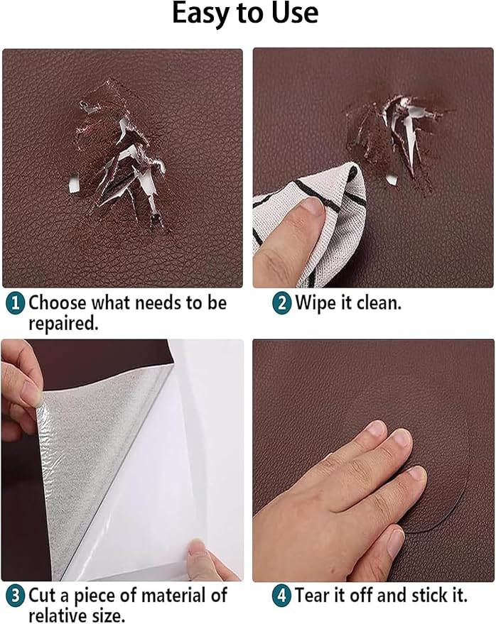 Leather Repair Kit for Furniture, 16x40 inch Self Adhesive Leather Repair Patch for Couches, Chairs, Car Seats, Cabinets, Handbags, Waterproof and Wear-Resistant Vinyl Repair Kit, Beige