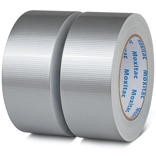 Silver Duct Tape Heavy Duty, 2 Rolls, 2 Inch x 30 Yds Each, PE Coated Cloth Tape, Easy Tear by Hand, Water-Resistant Surface for Repairs, Packaging, Bundling, Garage and Workshop