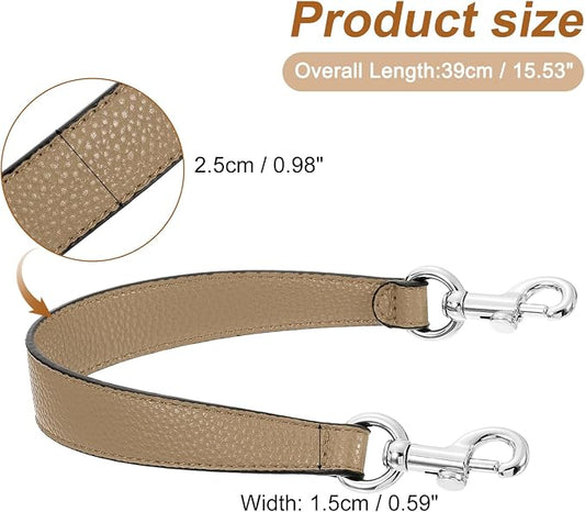 uxcell 14.17 Inch PU Leather Short Bag Strap with Clasp, Purse Handles Handbags Replacement Straps for Clutch Bag Underarm Bags, Tawny, Silver Buckle