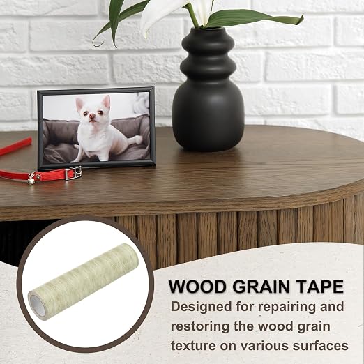PATIKIL Wood Grain Tape 7.9" x 15 Ft, Self-Adhesive Wood Texture Repair Tape Realistic Wood Effect Contact Paper Patch for Furniture Cabinets Floor Walls Home Decoration, Grey Oak