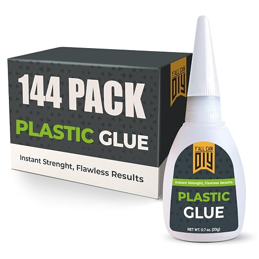 Plastic Glue for Models, Miniatures, Legos, PLA & 3D Printing Repair – Fast Setting Heavy Duty Strong Super Glue for Plastic 20g (144 Pack)